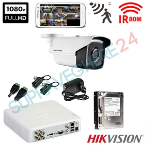 Imaginea Kit supraveghere exterior cu 1 camera Hikvision full HD 2 Megapixel, 1080p, IR EXIR 50m - include HDD 1TB, accesorii, configurare